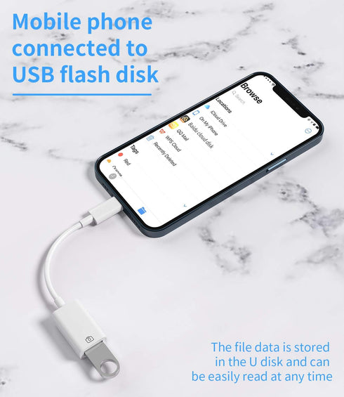Lightning Male to USB Female Adapter OTG Data Sync Cable Compatible with Iphone13 11 12pro Max Mini XR X XS 8 7 SE Plus for Ipad Air,Camera,3.0 Mo...