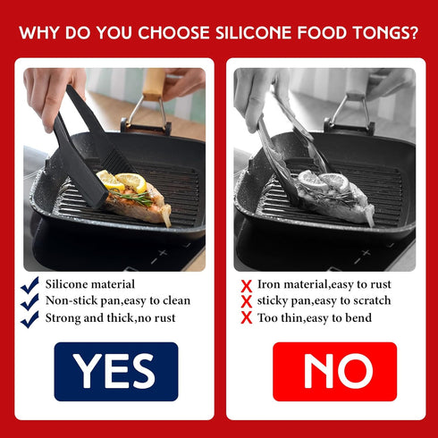 Gejoy 2 Pcs Silicone Kitchen Tongs 11 Inch Kitchen Tongs for Cooking Serving Tongs with Silicone Tips Toast Tongs Salad Tongs for BBQ Grilling Loc...