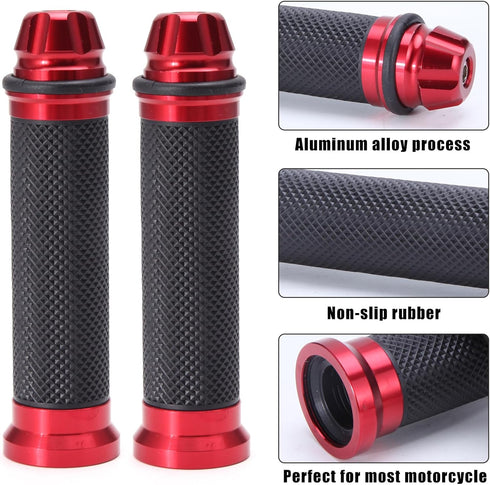 Universal 7/8" 22mm Motorcycle Handlebar Grips - Gel Rubber Compatible with Chopper, Cruiser, Street, Dirt Bike...