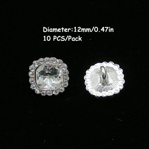 10 PCS Rhinestone Crystal Buttons Sewing Button with Shank, for DIY Crafts Clothes Bags Embellishment Decoration, SHUNLI...