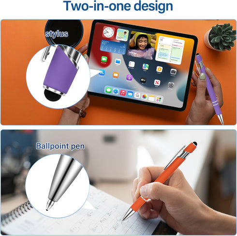 Ballpoint Pens with Stylus Tip, Soft Touch Click Stylus Pen, 2 in 1 Retractable Metal Stylus Pens, Black Ink, for Birthday Anniversaries Graduatio...