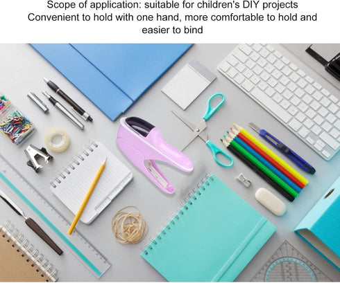 Stapler, paper stapler without staples, Desk Stapler Staple Free Stapler Environmentally Friendly ABS Stapler Safe for Office Documents (Purple)...