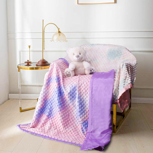 Silky Satin Baby Blanket for Girls Unique Tie Dye Minky Fabric with Soft Luxury Silk Silky Backing Toddlers Blanket for Sleeping Nursery Travel De...