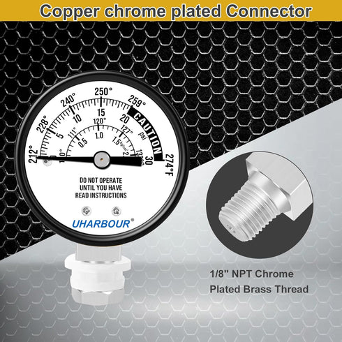 Pressure Canner Gauge, Pressure Cooker Gauge, 2" Dial Pressure Canner Steam Gauge, Bottom Mount...