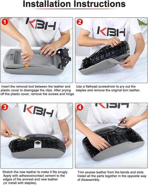 KBH Center Console Armrest Cover Replacement for Toyota Camry 2007 2008 2009 2010 2011, Vinyl Leather Arm Rest Covering Upholstery, Anti-Scratch, ...