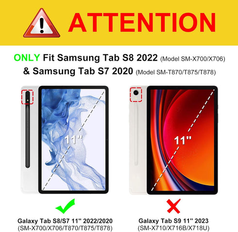 Fintie Hybrid Slim Case for Samsung Galaxy Tab S8/Tab S7 11 Inch (Model SM-X700/X706/T870/T875/T878) with S Pen Holder, Shockproof Cover with Clea...