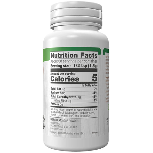 NOW Foods, Agar Pure Powder, Vegetarian Substitute for Gelatin, Gluten-free, Kosher, 2-Ounce...