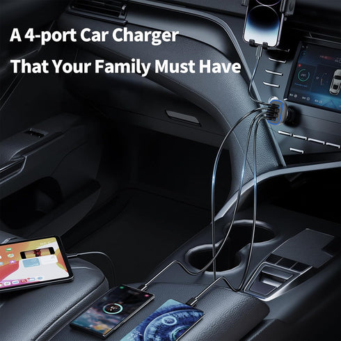 USB C Car Charger, Meagoes 72W 4 Ports Super Fast Automobile Charger Compatible for iPhone 15 Pro/Max/14/13/12/11/iPad Air, Samsung Galaxy S23 Plu...