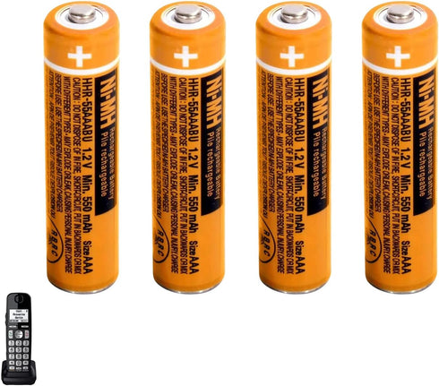 4PCS NI-MH AAA Rechargeable Battery, 1.2V 550mAh Battery for Panasonic Cordless Phone, HHR-55AAABU Replacement Battery...