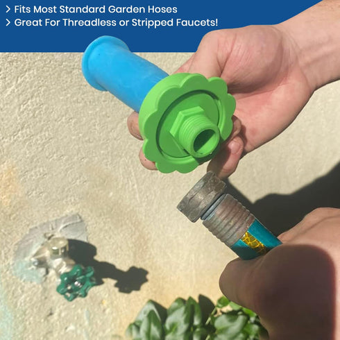 Rinseroo: Stretch-Connect Garden Hose Attachment Sleeve & Sprayhead, Universal Hose Connector — Easily Connect a Hose to Water Sources Upto 3" Wid...