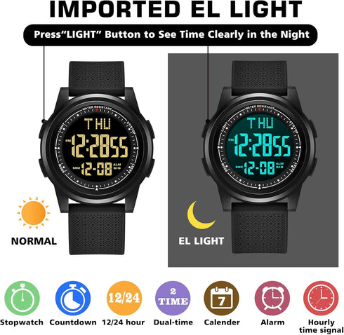 NN BEN NEVIS Watch for Men, Digital Watch with Stopwatch/Countdown/Alarm/Dual Time/Calender, Ultra-Thin Minimalist Fashion Simple Men's Wrist Watc...