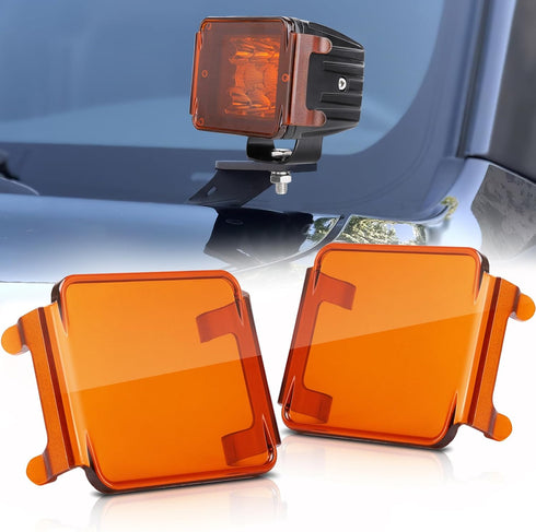 2PCS 3 Inch Pod Light Covers Amber LED Pods Cover Amber LED Light Bar 3x3 Square Work Lights Cube Covers Ditch Pods PC Lens Cover...