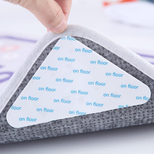 Rug Gripper Tape for Hardwood Floors and Tiles?8 PCS Non- Slip Rug Pads Double Sided Carpet Tape Rug Corner Grippers for Area Rugs Washable Reusab...