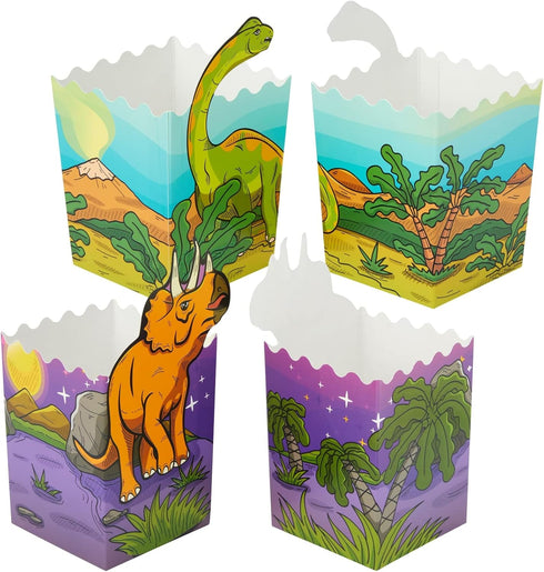BLUE PANDA Bulk Dinosaur Popcorn Boxes & Bags for Candy, Snacks, and Kid's Birthday Party Supplies - 60-Pack Dino-Themed Popcorn Bags (4 Designs)...