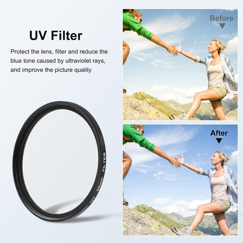 PULUZ 52mm UV + CPL Lens Filter Adapter Ring for GoPro HERO11 Black / Hero11 Black Mini / HERO10 Black / HERO9 Black Camera Lens Adapter Ring Came...