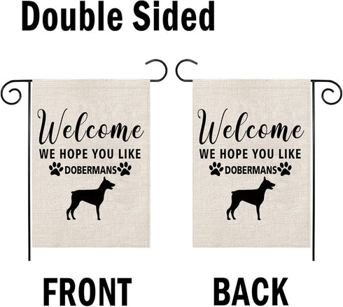 Dobermans Garden Flag Welcome We Hope You Like Dobermans Garden Flag Doberman Dog Welcome Flag Garden Decor (Hope You Like Dobermans F)...