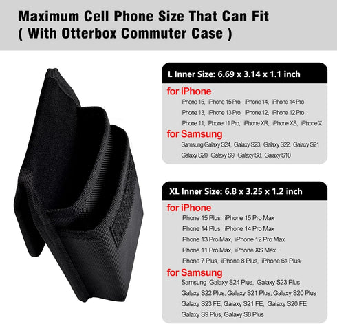ykooe Dual Phone Holster Case with Belt Clip for Two Phones, for All iPhone Pro Max Plus (15 14 13 12 11), XS Max, Galaxy S24 S23 S22 S21 Plus/Ult...