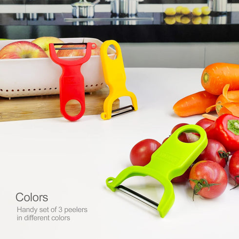Original Vegetable Peeler Carbon Steel Blade 3-Pack Red/Green/Yellow...