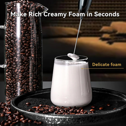 Milk Frother Handheld, Kitchen Powerful Electric Foam Maker with Stand, Battery Powered Foamer Blender Drink Mixer for Coffee Latte Cappuccino Hot...