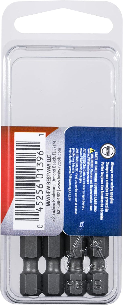 Mayhew Tools 19404-4 SAE Hex Power Bit, 1/8 x 2", 4-Pack...