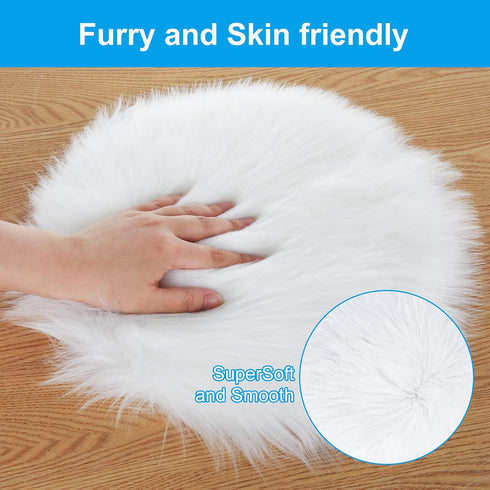 Molain Faux Fur Chair Pad 12 inch Round Cover Seat Cushion Pad Carpet Mat Soft Fluffy Area Rug for Seat Pad Couch Pad,Photographing Background of ...