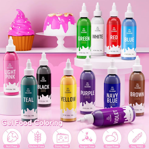 Food Coloring Gel for Baking, 128g Cake Food Coloring Cherrysea Vibrant Gel Food Dye for Easter Egg,Icing, Fondant, Macaron, Frosting, Cookie, Glu...