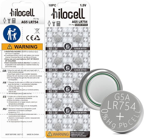 LR754 AG5 309 393 SR754 SR754 Coin Battery, 1.5V Alkaline Button Cell Watch Battery 10 Pack...