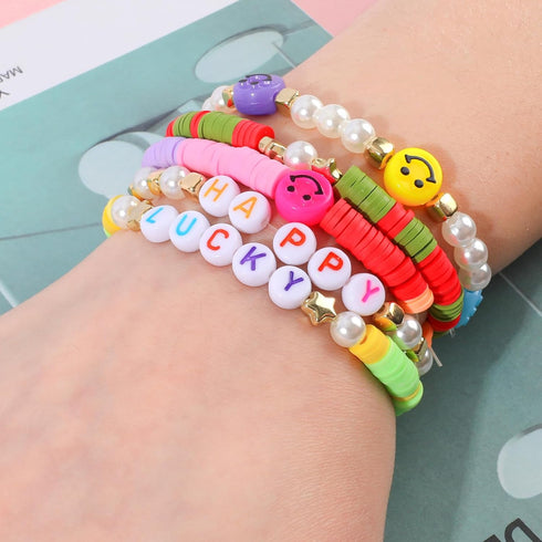 Bracelet Making Kit Beads for Girls, 12 Color Clay Beads Friendship Alphabet Beads Jewelry Making Kit, Seed Beaded Smile Butterfly Beaded for Heis...