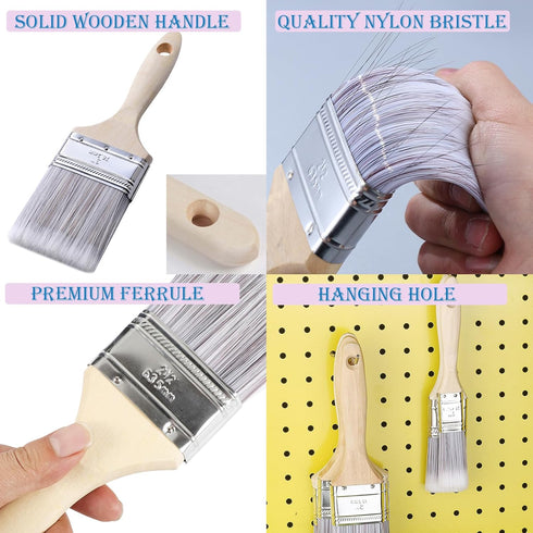 9 Pieces Painting Knife Set, 1'' 2'' Filbert Paddle Paint Brush, Background Blender Brush, Fan Paint Brush, Stainless Steel Palette Knife Landscap...