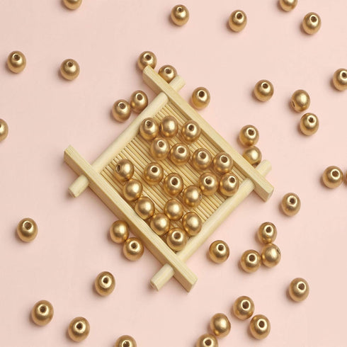 300pcs 10mm Gold Wood Beads Round Ball Wooden Loose Beads for Necklace Bracelet Home Decor (3mm Hole)...