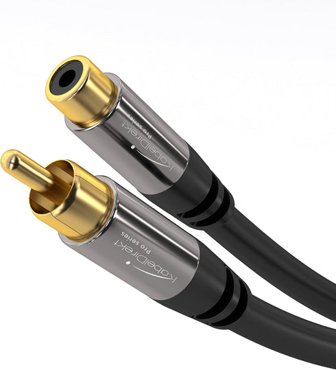 KabelDirekt – RCA Extension Cable – 6ft – Break-Resistant Lead for Brilliant Sound Quality (subwoofer/Audio Cable, RCA Male to Female, Ideal for A...