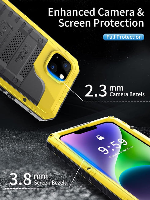 Unitedtime for iPhone 14 Plus Case Waterproof with Built-in Screen Protector Full Body Rugged Hard Silicone, Military Grade Shockproof Dustproof P...