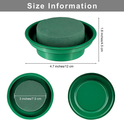 8 Packs Green Floral Foam Rounds in Bowls DIY Flower Arrangement Kit for Fresh and Artificial Flowers, 4.7 Inch Diameter, Simple Style, Flower Foa...