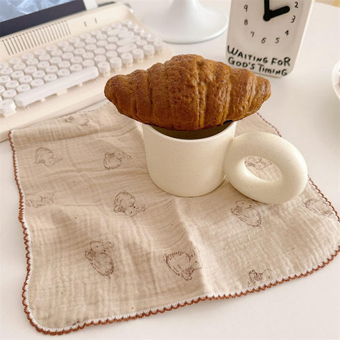 BuLuTu 100% Cotton Muslin Kitchen Towels with Cute Animals Pattern Soft and Super Absorbent Dish Towels Cleaning Rags, 4 Pack 100% Cotton Super Ab...