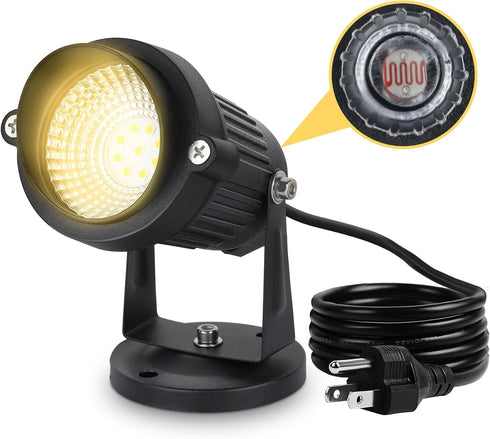 10W Dusk to Dawn Outdoor LED Spotlight Plug in with Photocell Sensor for House Flag Yard Tree, 3000K 1000lm Warm White 120V Landscape Lighting wit...