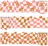 Whaline 98.4ft Retro Groovy Bulletin Board Borders Pink Brown Checkered Flower Die-Cut Rolled Bulletin Board Trim for School Classroom Office Chal...