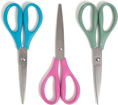 U Brands U-Eco 8“ Scissors, Set of 3, Assorted Brights, Patented Concave Blade Technology (6607U01-24)...