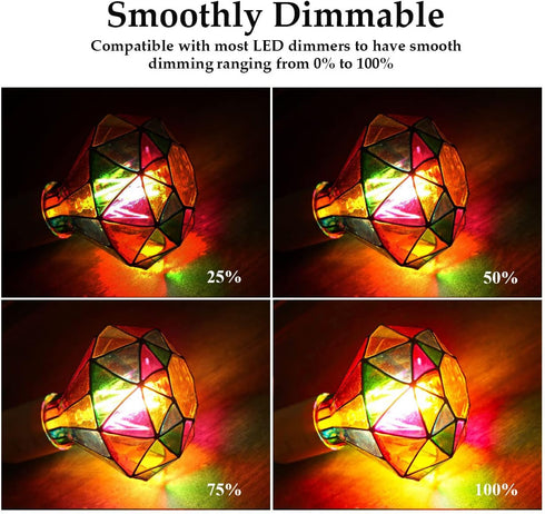Dimmable Stained Glass LED Light Bulb,Diamond Shape LED Bulb, E26 Base 6 Watts G95 Shape LED Light Bulbs, for Home Party,Recreation Room,Balcony,G...