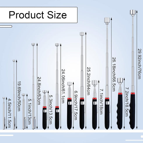 6 Pieces Telescoping Magnet Tools, Extendable Telescopic Magnetic Pick up Tools Viewable Extendable Magnet Stick for Father's Day Birthday 1.5 Lb/...