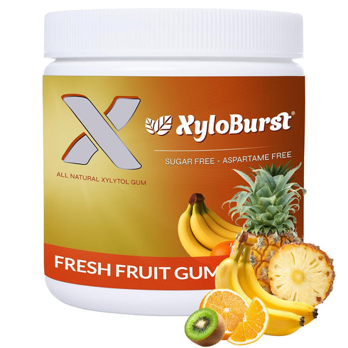 XyloBurst Gum | Xylitol Chewing Gum | Sugar Free, Gluten Free, Keto Friendly | Aspartame Free Gum For Oral Health | Fruit | 100-Count Jar...