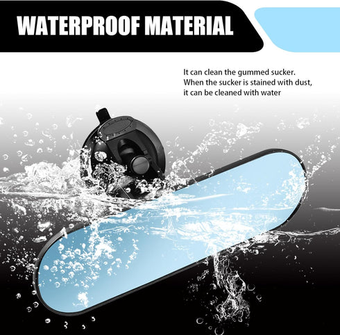 1 PC Car Interior Rearview Mirror, 8.66" x 2.55" Strong Adhesive Suction Cup HD Windshield Rear Flat Glass Mirror, Decorative Modification Accesso...