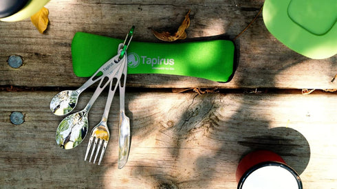 Tapirus Camp Utensils To Go | 6-piece Portable Set | Durable Stainless Steel | Light Weight Silverware With Waterproof Carrying Case | Ideal Equip...
