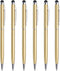 MECCANIXITY 6pcs Metal Stylus Pen Ballpoint Pen 2 in 1 Universal Retractable Ink Pen with Stylus Tips for All Capacitive Touch Screen Device, Gold...