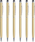 MECCANIXITY 6pcs Metal Stylus Pen Ballpoint Pen 2 in 1 Universal Retractable Ink Pen with Stylus Tips for All Capacitive Touch Screen Device, Gold...
