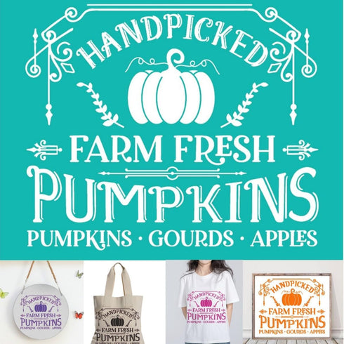 Alinacutle Farm Fresh Pumpkins Reusable Silk Screen Stencils, Self-Adhesive Silkscreen Printing Stencil for Home Decor,Paint on Wood/Fabric/Wall/C...