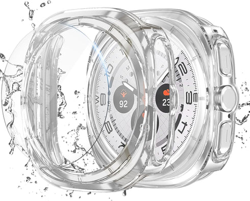 Cuteey 2+2 Pack for Samsung Galaxy Watch 7 Ultra Screen Protector Case 47mm, Hard PC Bumper Cover with Anti-Fog Tempered Glass Screen Protector fo...