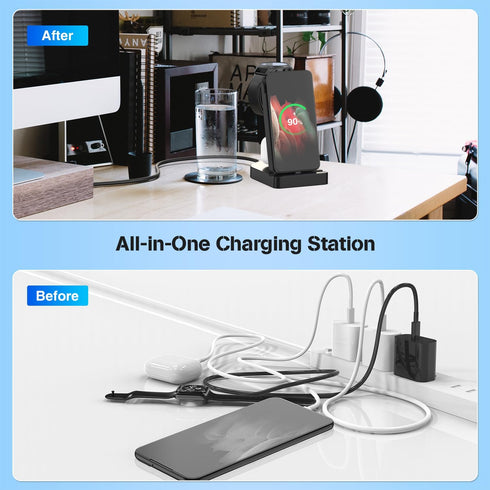 Charging Station for Samsung Multiple Devices, 3 in 1 Fast Charger Station ? 25W Fast Charger Block for Samsung S23/S22/S21/Note20/Z Fold 4, Galax...