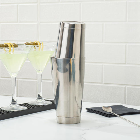 Restaurantware Bar Lux 16 Ounce Boston Shaker 1 Metal Cocktail Shaker - Weighted Bottom No Leak Stainless Steel Martini Drink Mixer Essential Bar ...