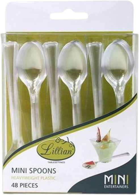 Lillian Tablesettings Mini Spoon | Polished Silver | Pack of 48 Plastic Serve-ware, 4.15 x 1.15 x 5.85 inches (31739)...