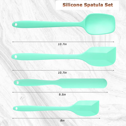 Silicone Spatula, Food Grade Silicone, 600°F High Heat Resistant Kitchen Green Spoon Spatulas Set for Cooking Baking Mixing and Dishwasher Safe...